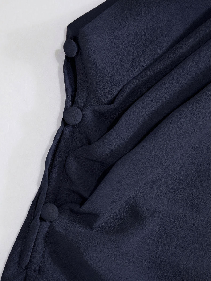 Satin High Neck Cape Sleeve Maxi Dress