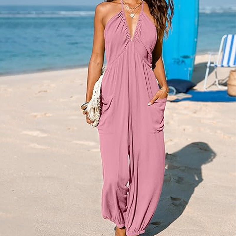 Ocean Breeze Halter Lounge Jumpsuit
