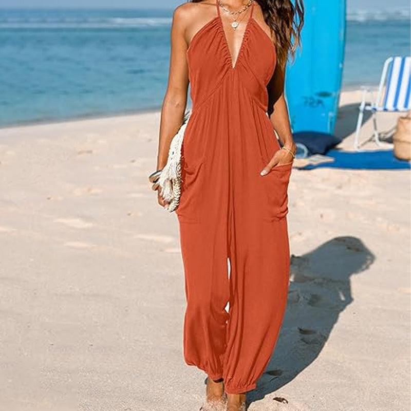 Ocean Breeze Halter Lounge Jumpsuit
