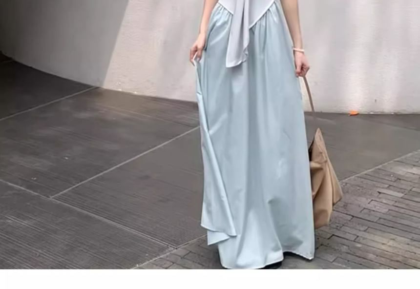 One-Shoulder Ruched Panel Sleeveless A-Line Maxi Dress