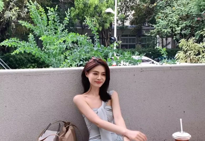 One-Shoulder Ruched Panel Sleeveless A-Line Maxi Dress