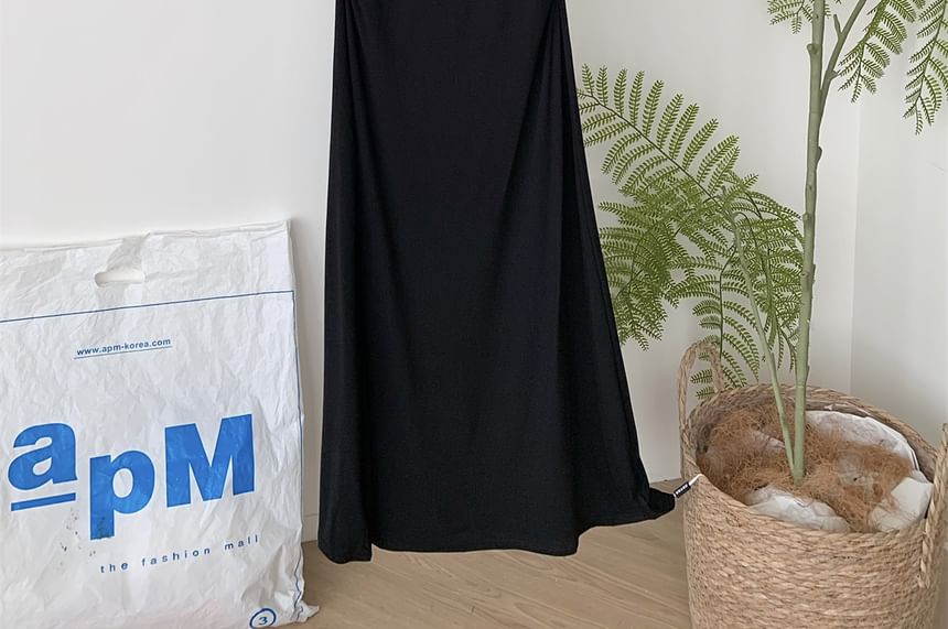 Two-Tone Sleeveless Mock Two-Piece A-Line Maxi Dress