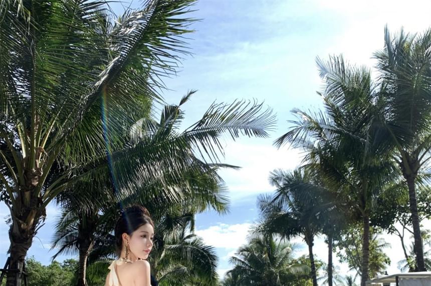 V-Neck Halter A-Line Maxi Dress