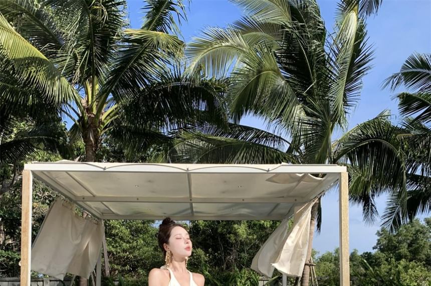 V-Neck Halter A-Line Maxi Dress