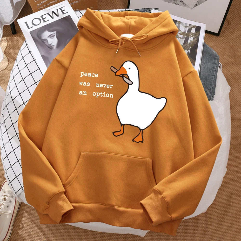 Peace Was Never An Option Printed Hoosie Men Street Oversize Autumn Hooded Hipster Soft Hoodies Hip Hop Warm Sportswears