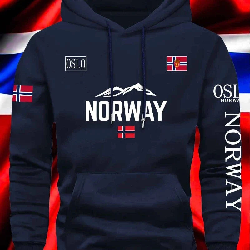 Norwegian Print Best-selling New Men Women Hooded Sweatshirt Autumn Winter Daily Outdoor Vacation Fitness Casual Warm Sportswear