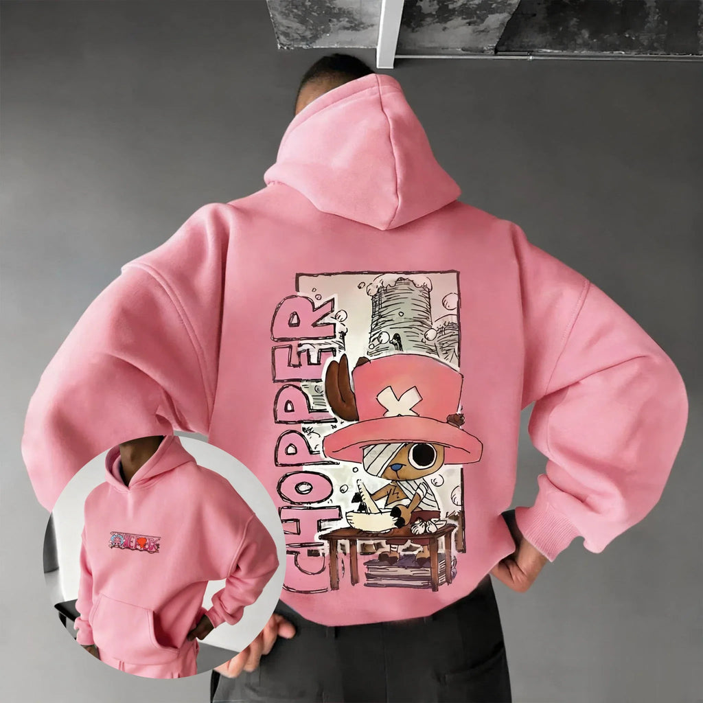 One Piece Chopper Graphic Pullover Hoodie Men Women New Autumn Winter Streetwear Oversized Casual Anime Print Hooded Sweatshirt