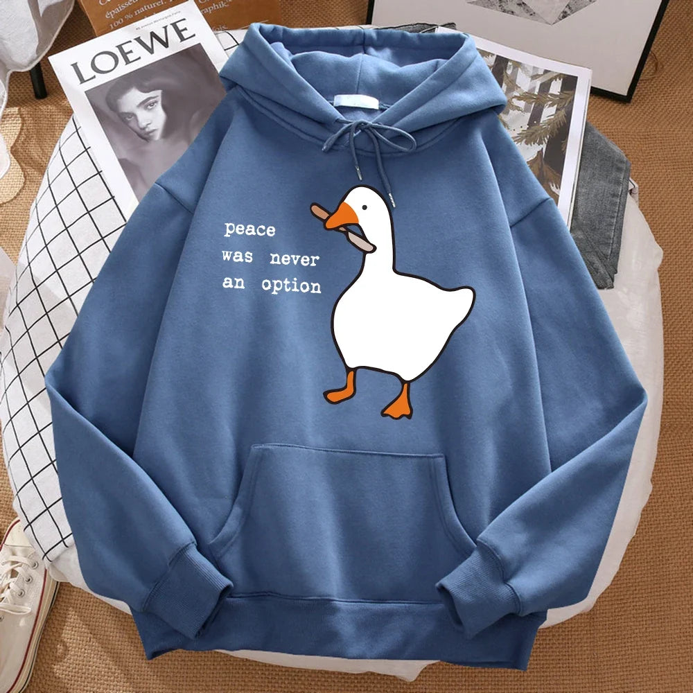 Peace Was Never An Option Printed Hoosie Men Street Oversize Autumn Hooded Hipster Soft Hoodies Hip Hop Warm Sportswears