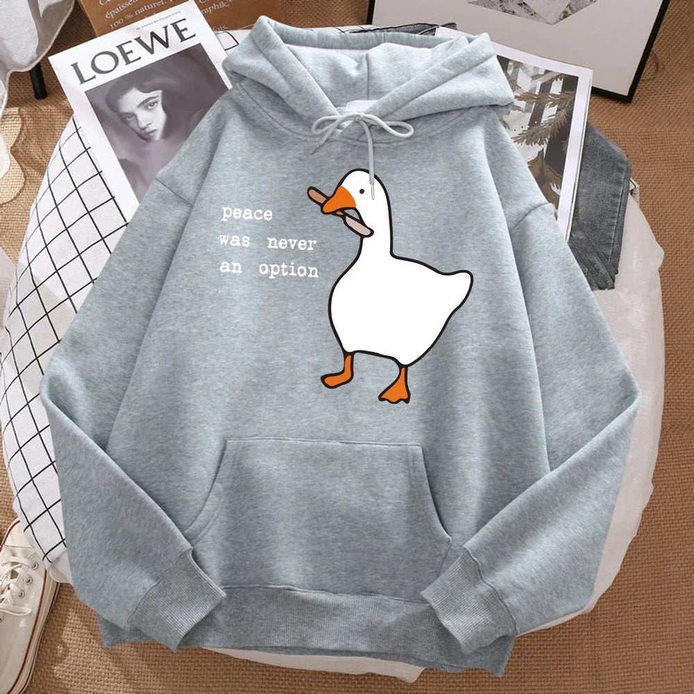 Peace Was Never An Option Printed Hoosie Men Street Oversize Autumn Hooded Hipster Soft Hoodies Hip Hop Warm Sportswears