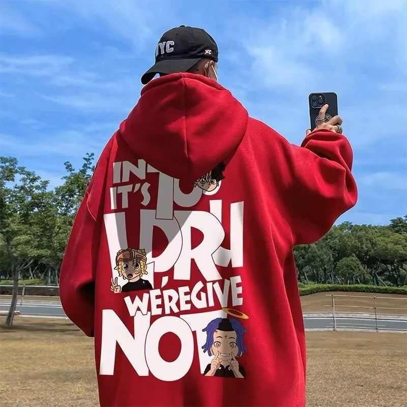 8XL Hoodie Pullover Loose Fit Hip Hop Trendy Singer Alphabet American Men's Clothing And Couple Fashion