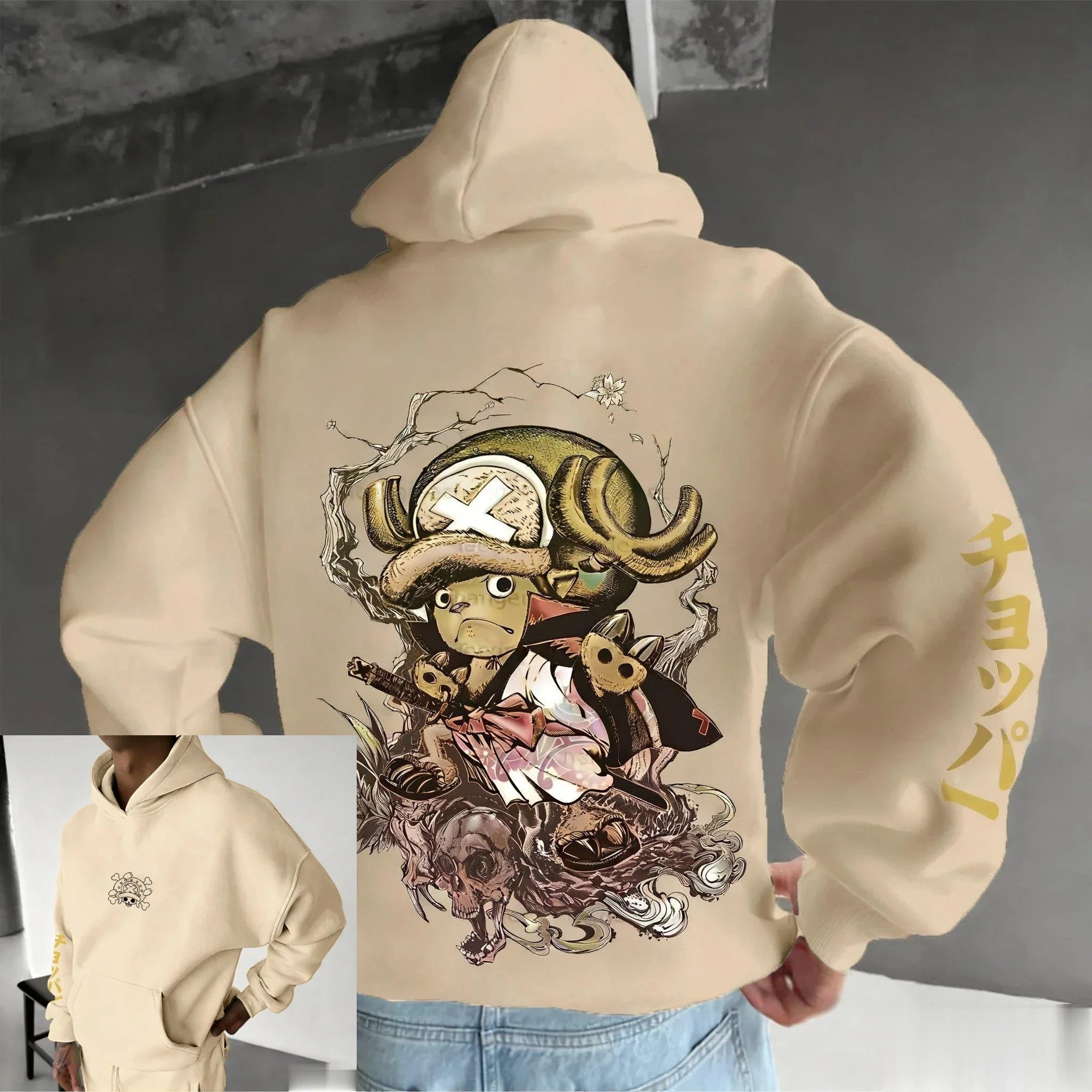 One Piece Chopper Graphic Pullover Hoodie Men Women New Autumn Winter Streetwear Oversized Casual Anime Print Hooded Sweatshirt