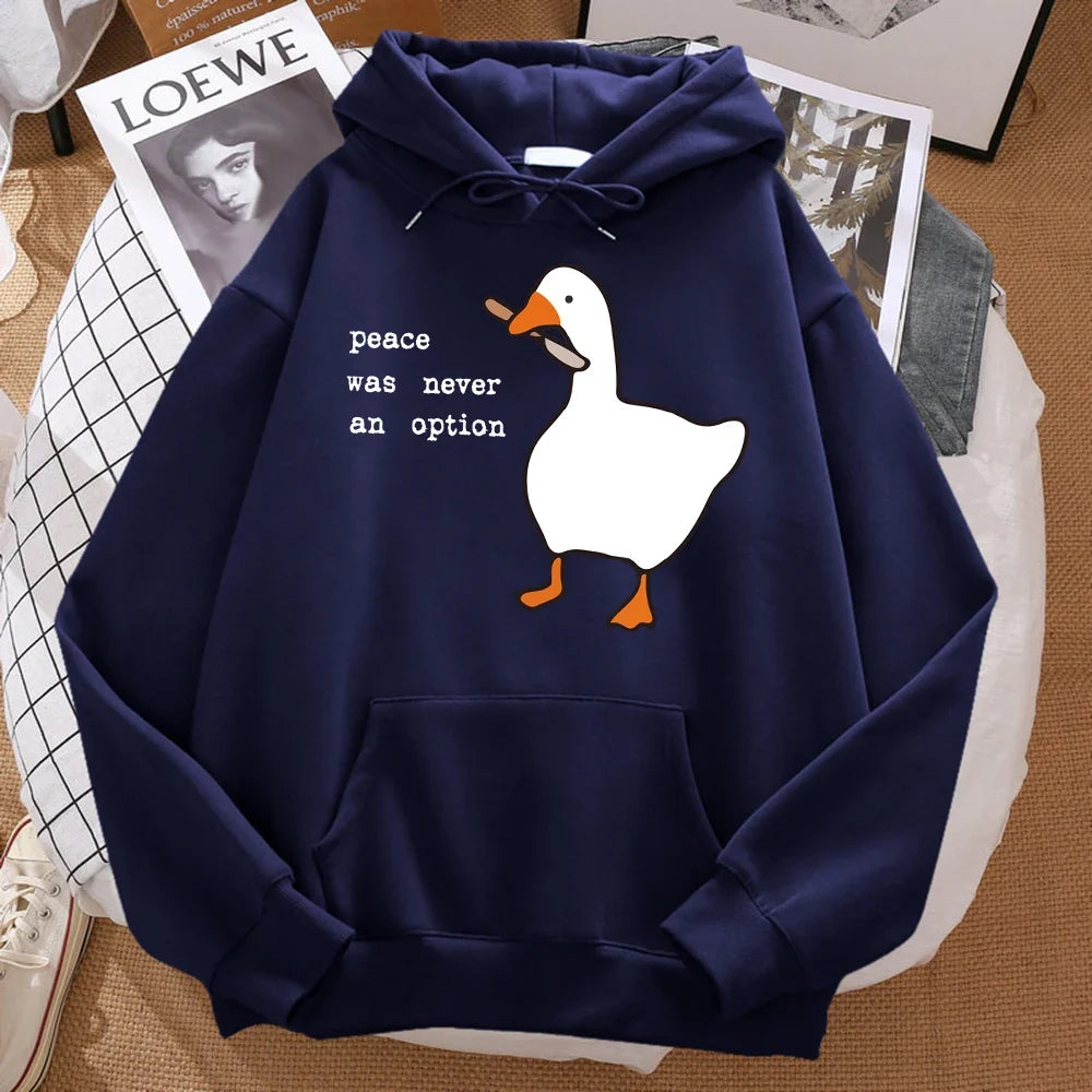 Peace Was Never An Option Printed Hoosie Men Street Oversize Autumn Hooded Hipster Soft Hoodies Hip Hop Warm Sportswears