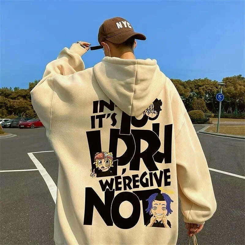 8XL Hoodie Pullover Loose Fit Hip Hop Trendy Singer Alphabet American Men's Clothing And Couple Fashion