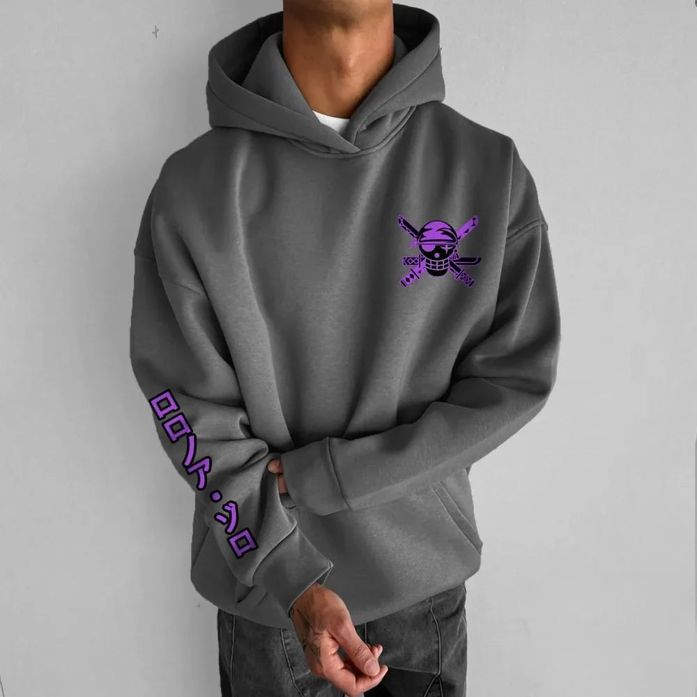 ONE PIECE Men's Hoodie Sweater Roronoa Zoro Japan Anime Summer Autumn Boy Children's Long Sleeve Harajuku Parent-Child Clothing