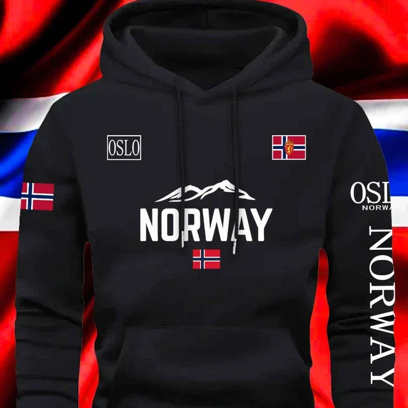 Norwegian Print Best-selling New Men Women Hooded Sweatshirt Autumn Winter Daily Outdoor Vacation Fitness Casual Warm Sportswear