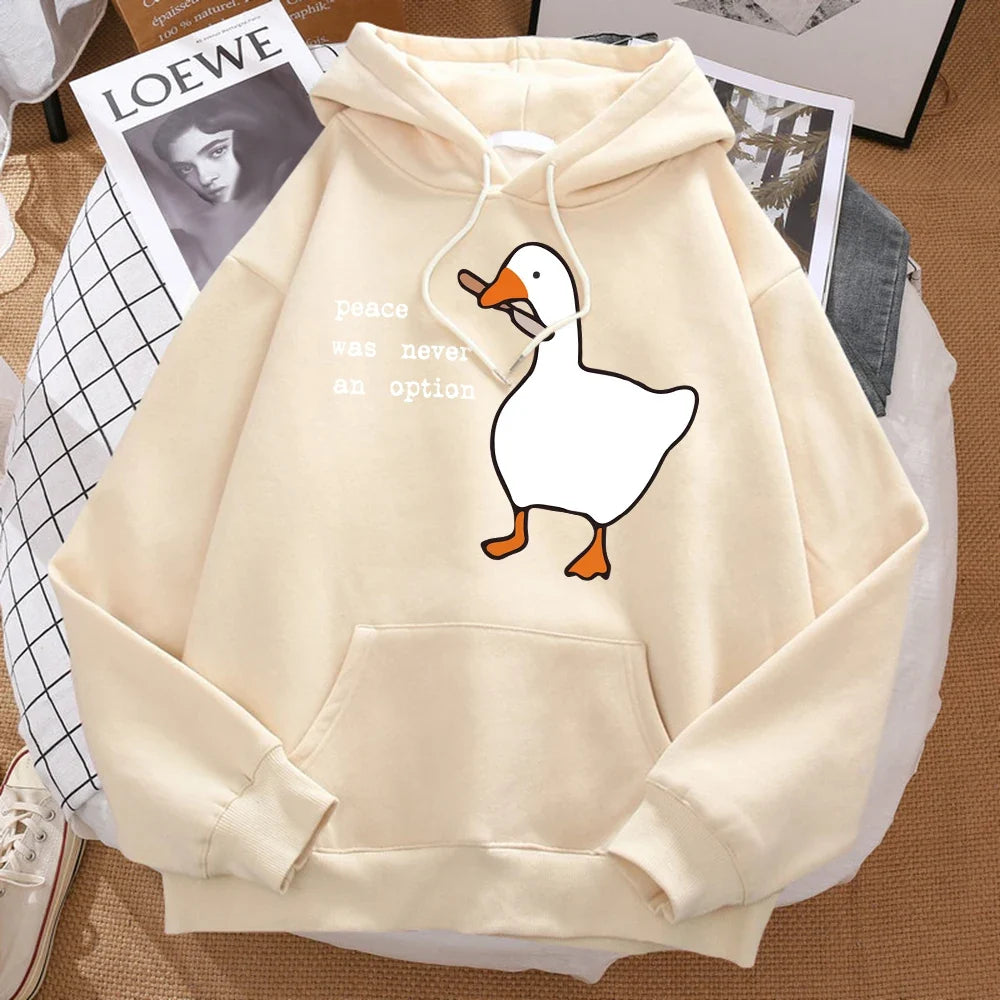 Peace Was Never An Option Printed Hoosie Men Street Oversize Autumn Hooded Hipster Soft Hoodies Hip Hop Warm Sportswears