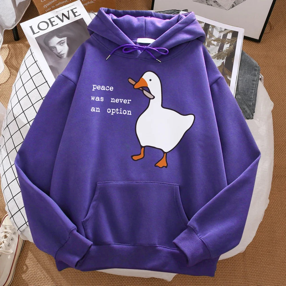 Peace Was Never An Option Printed Hoosie Men Street Oversize Autumn Hooded Hipster Soft Hoodies Hip Hop Warm Sportswears