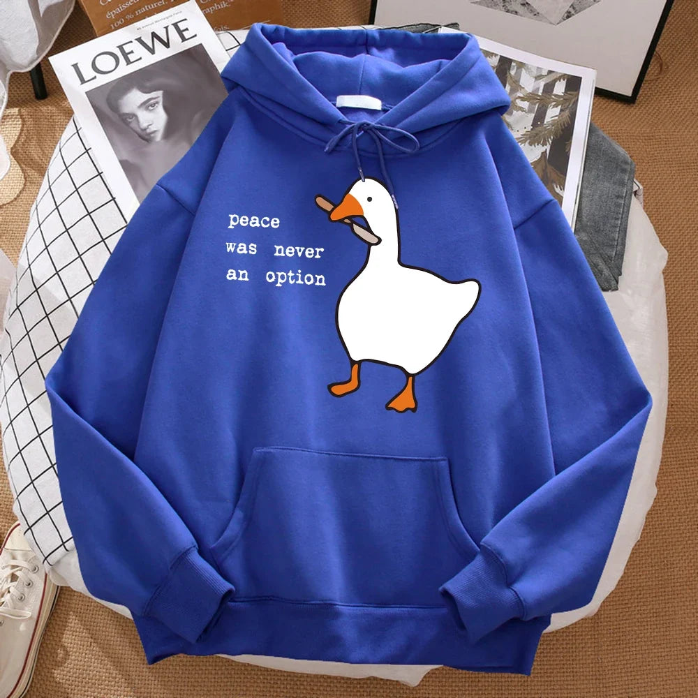 Peace Was Never An Option Printed Hoosie Men Street Oversize Autumn Hooded Hipster Soft Hoodies Hip Hop Warm Sportswears