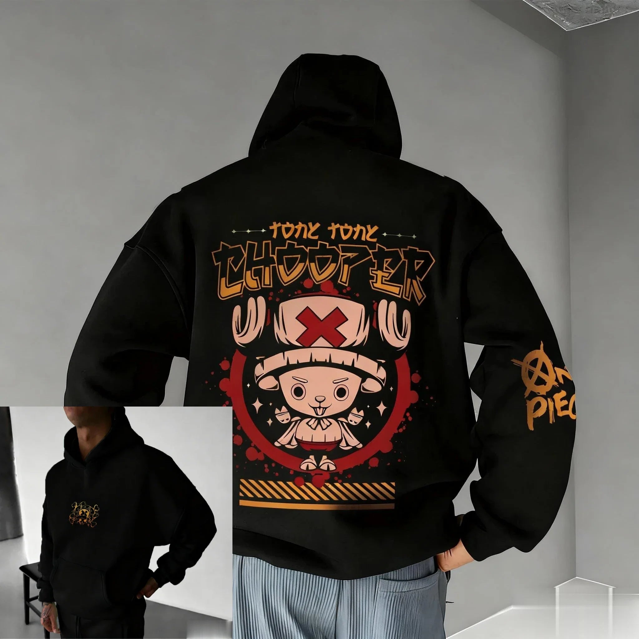 One Piece Chopper Graphic Pullover Hoodie Men Women New Autumn Winter Streetwear Oversized Casual Anime Print Hooded Sweatshirt