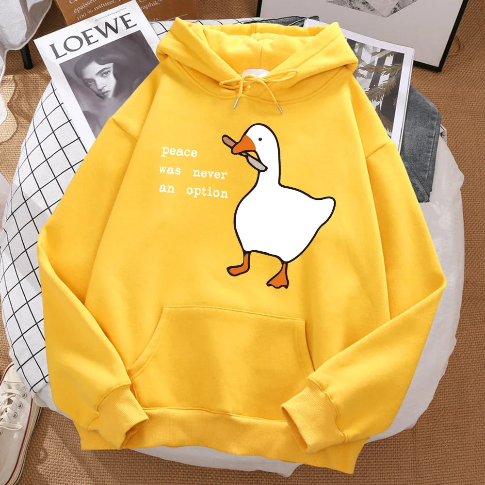 Peace Was Never An Option Printed Hoosie Men Street Oversize Autumn Hooded Hipster Soft Hoodies Hip Hop Warm Sportswears