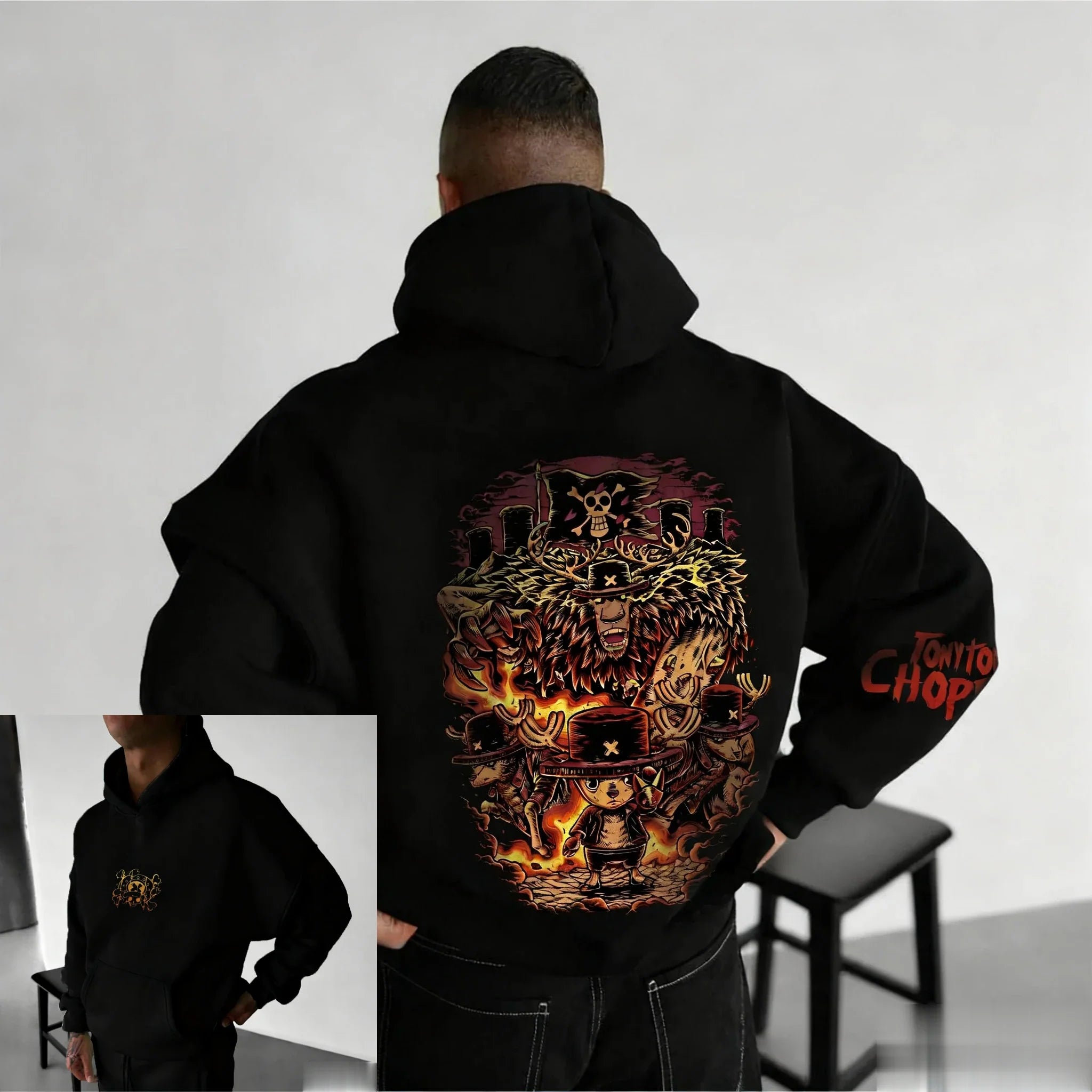 One Piece Chopper Graphic Pullover Hoodie Men Women New Autumn Winter Streetwear Oversized Casual Anime Print Hooded Sweatshirt