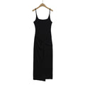 Knot Front Scoop Neck Spaghetti Strap Sheath Maxi Dress