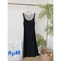 Two-Tone Sleeveless Mock Two-Piece A-Line Maxi Dress