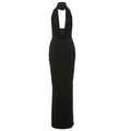 Cowl Neck Halter Open Back Slit Bodycon Maxi Dress
