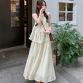 Sleeveless Mock Two-Piece A-Line Maxi Dress