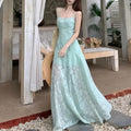 Lace Spaghetti Strap A-Line Maxi Dress
