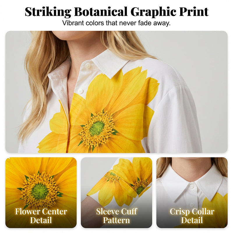Sunflower Royale Luxe Co-Ord Elegance Set ¨C Premium Floral Statement Shirt & Tailored Pant Ensemble